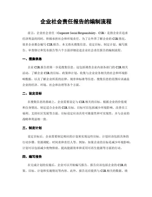 企业社会责任报告的编制流程