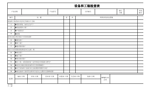设备和工装检查表