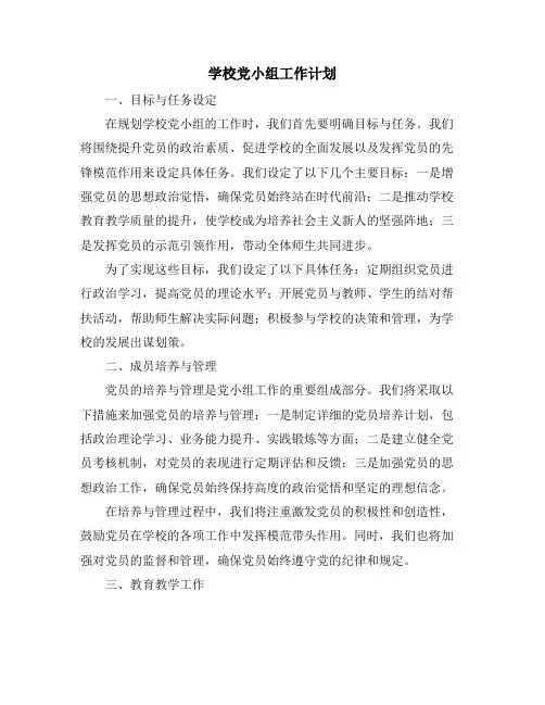 学校党小组工作计划