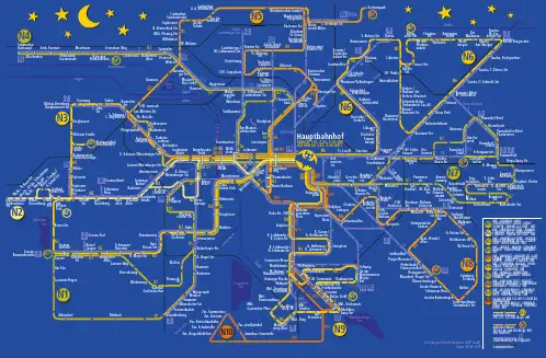 德国莱比锡(Leipzig)有轨电车路线图(night)