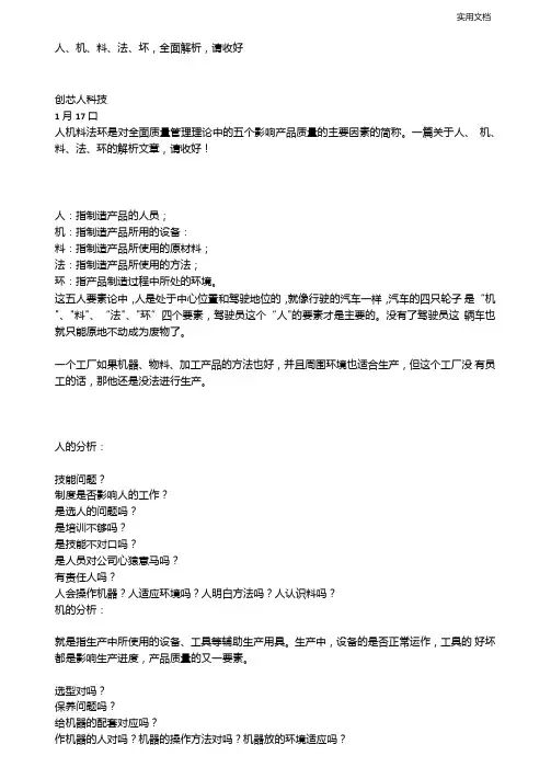 人机料法环,全面解析