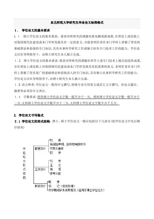 自-东北师范大学研究生毕业论文标准格式 