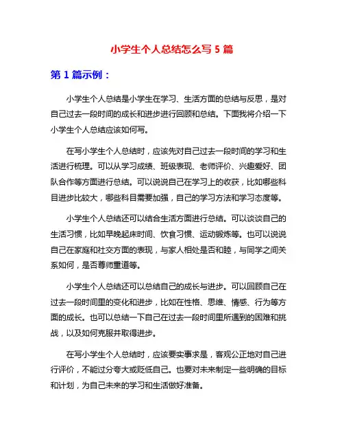 小学生个人总结怎么写5篇