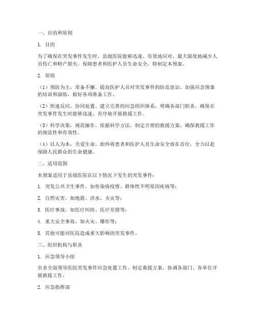 县级医院突发事件应急预案