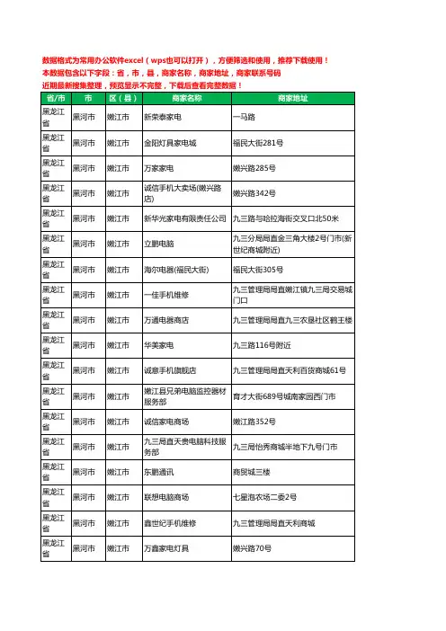 2020新版黑龙江省黑河市嫩江市数码商城工商企业公司商家名录名单联系电话号码地址大全23家