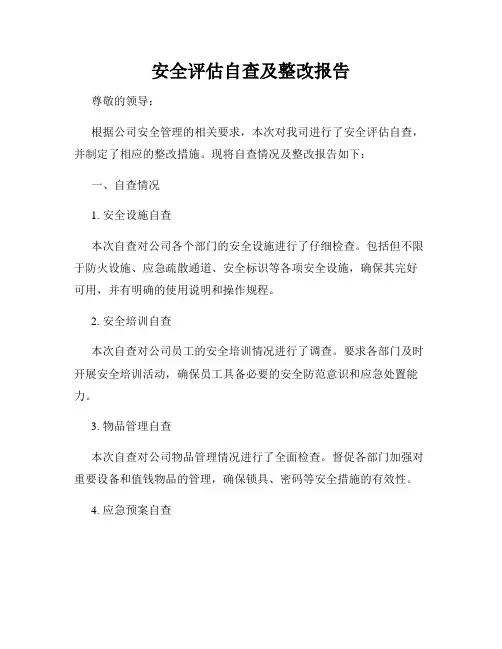 安全评估自查及整改报告