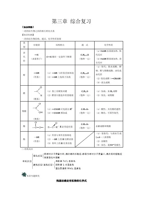 新人教选修5高二化学教案第三章 综合复习