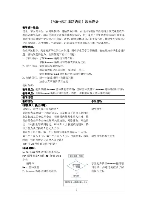 FOR-NEXT循环语句教学设计