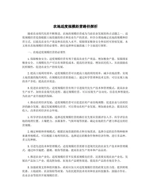 农地适度规模经营路径探析
