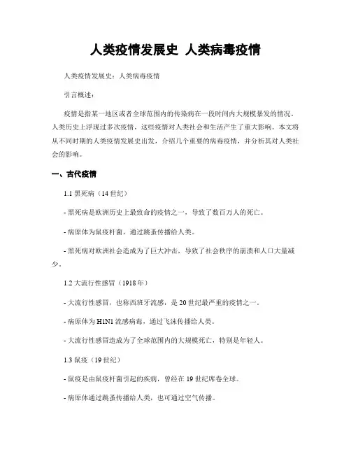 人类疫情发展史 人类病毒疫情