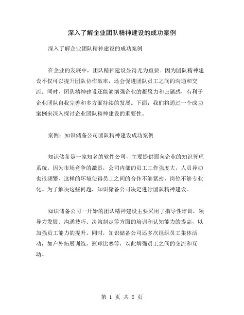 深入了解企业团队精神建设的成功案例