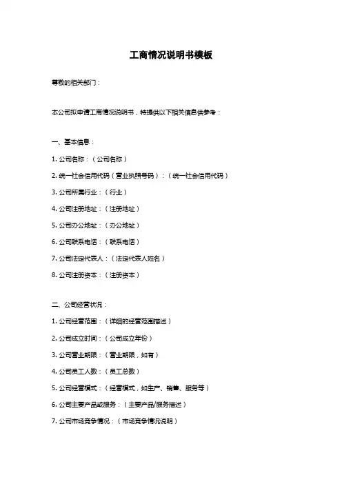 工商情况说明书模板