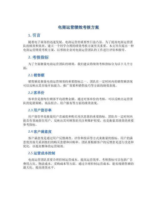 电商运营绩效考核方案