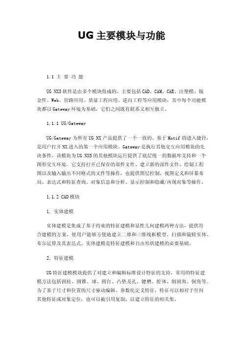 UG主要模块与功能