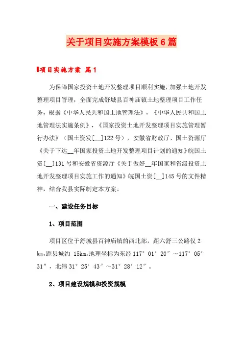 关于项目实施方案模板6篇
