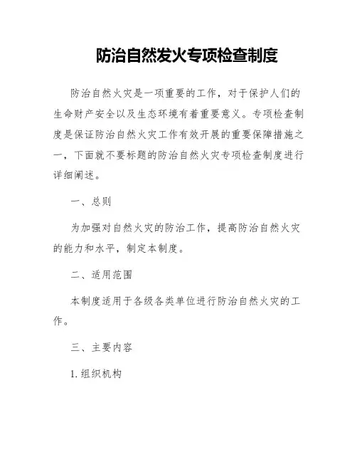防治自然发火专项检查制度