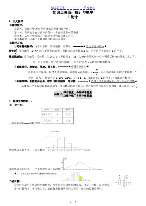 概率统计知识点全面总结