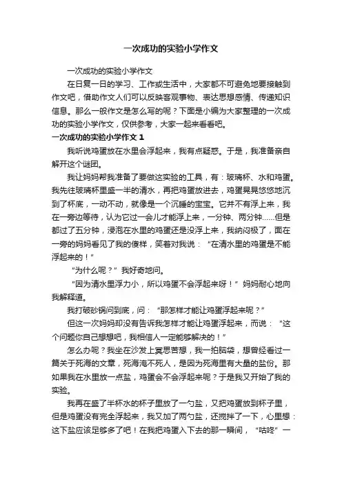 一次成功的实验小学作文
