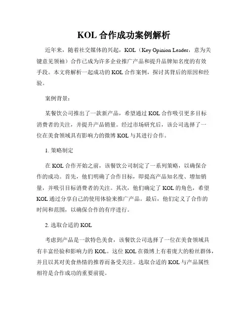 KOL合作成功案例解析