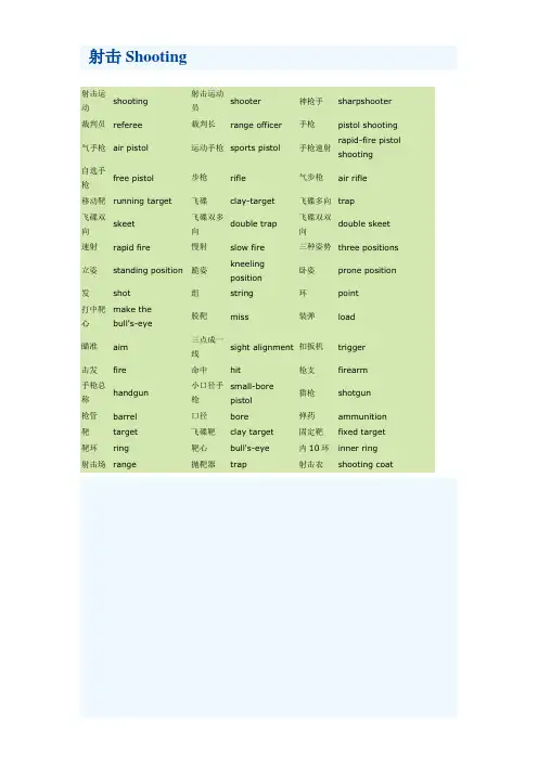 奥运比赛项目词汇