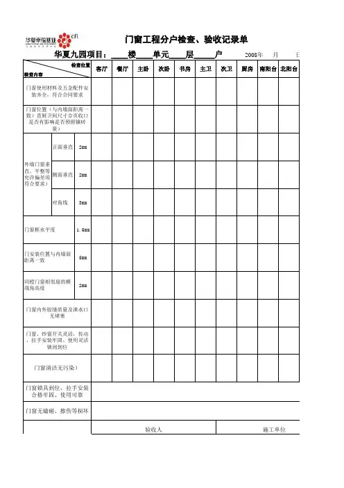 门窗验收记录