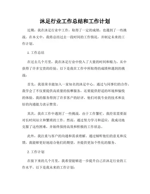 沐足行业工作总结和工作计划