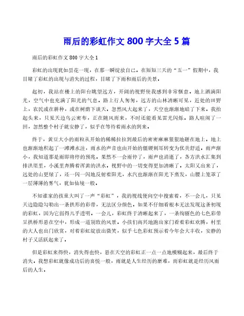 雨后的彩虹作文800字大全5篇