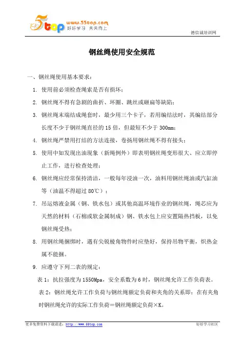 钢丝绳使用安全规范