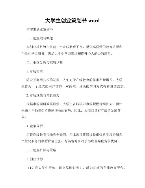 大学生创业策划书word