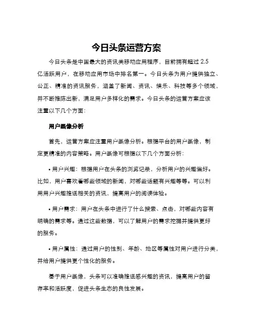 今日头条运营方案