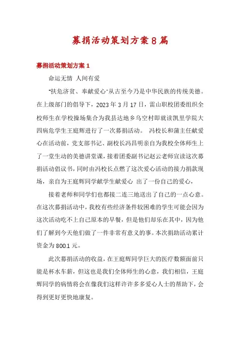 募捐活动策划方案8篇