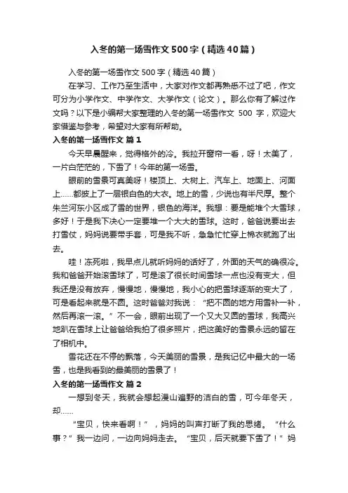 入冬的第一场雪作文500字（精选40篇）