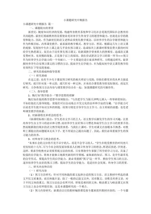 小课题研究中期报告