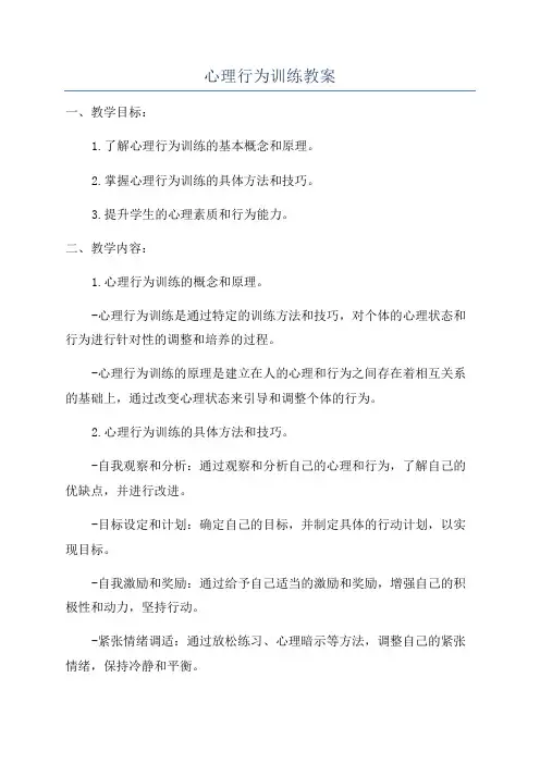 心理行为训练教案