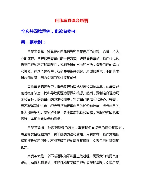 自我革命体会感悟