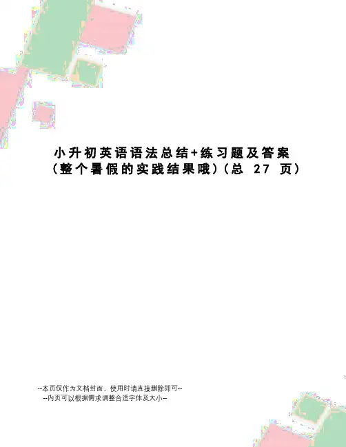 小升初英语语法总结+练习题及答案