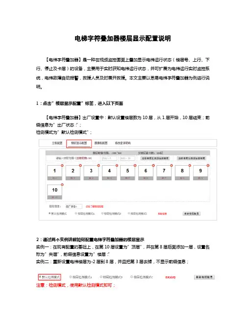 【电梯字符叠加器】楼层显配置说明