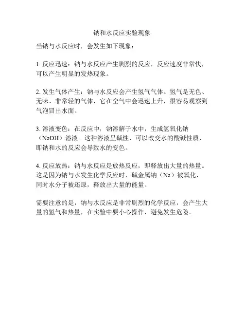 钠和水反应实验现象