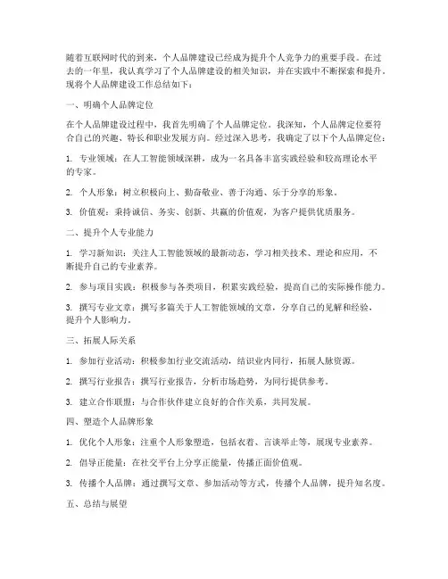 个人品牌建设工作总结