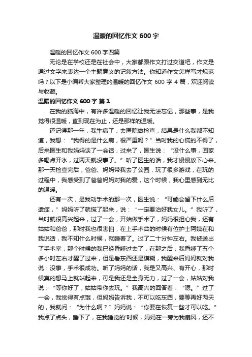 温暖的回忆作文600字