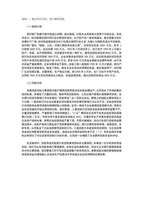 贷款风险案例