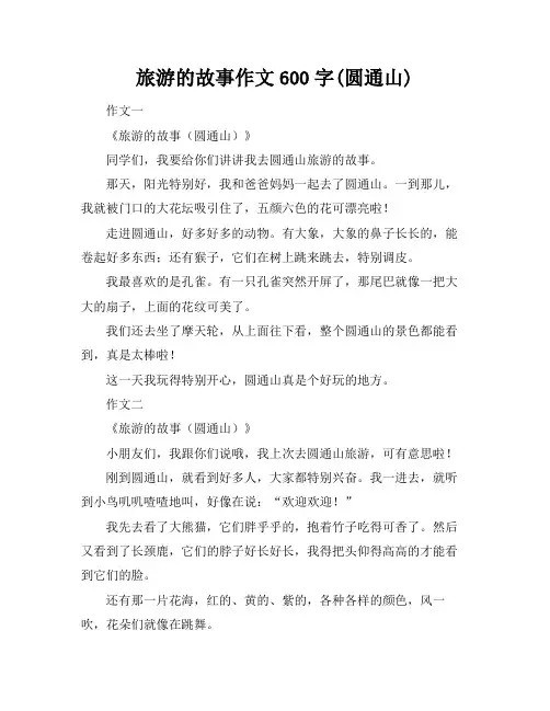 旅游的故事作文600字(圆通山)