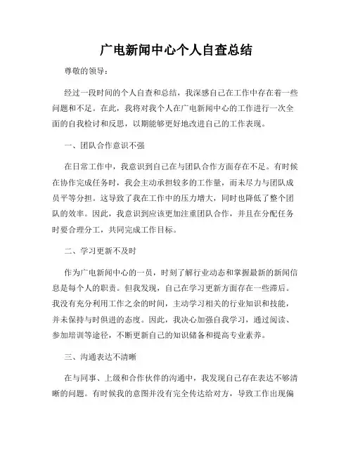 广电新闻中心个人自查总结