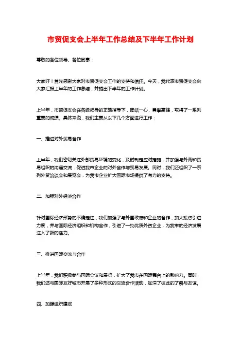 市贸促支会上半年工作总结及下半年工作计划