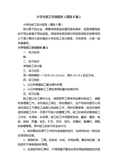 大学生钳工实训报告（精选5篇）