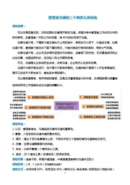 课程大纲《沟通的三个维度九项训练》