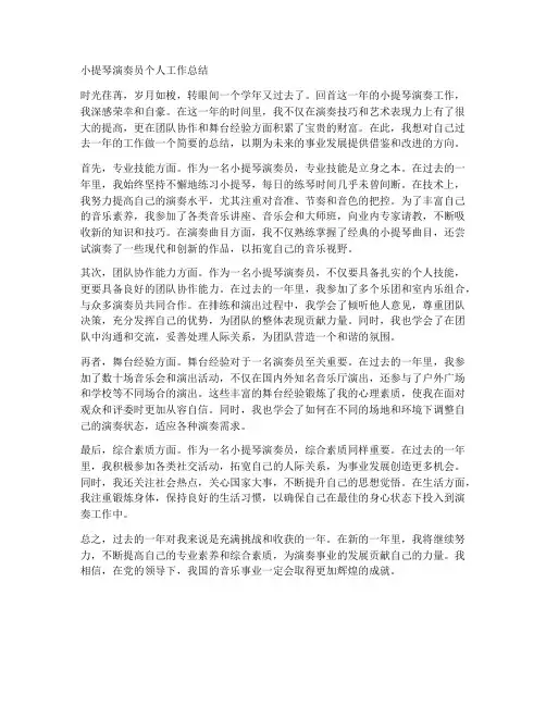 小提琴演奏员个人工作总结