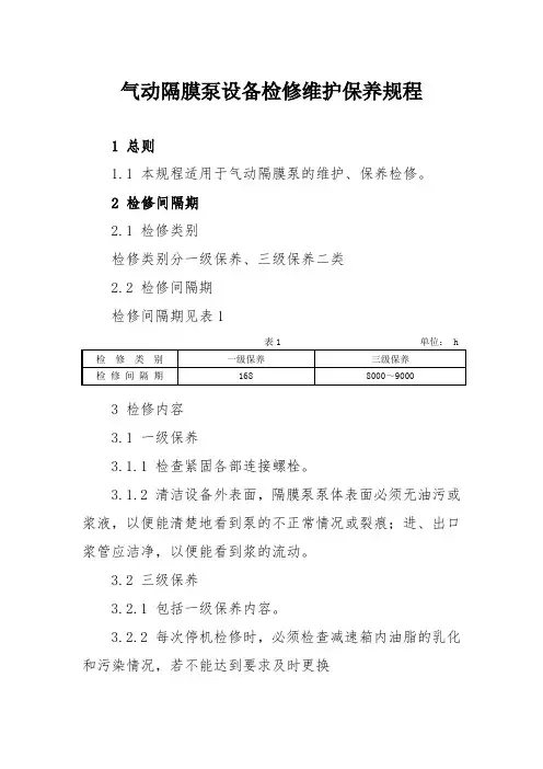 气动隔膜泵设备检修维护保养规程