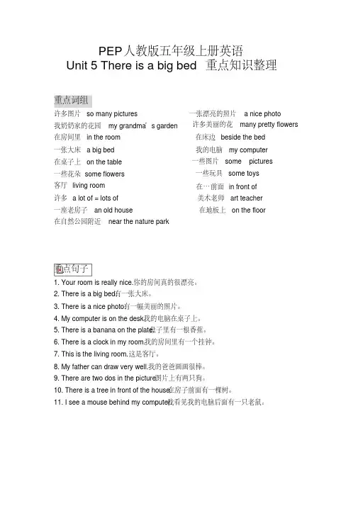 PEP人教版五年级上册英语unit5重点知识梳理_共4页(0614211116)