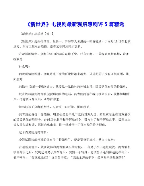 《新世界》电视剧最新观后感剧评5篇精选